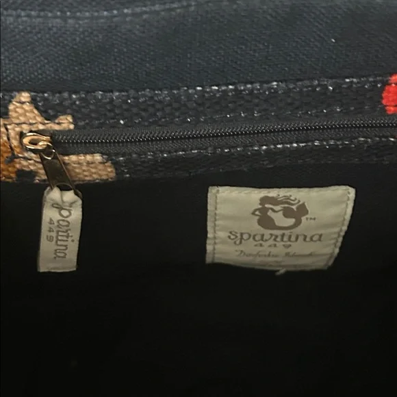 Spartina 449 Pretty Black/Orange Floral Double Straps Shoulder Bag Tote Purse 🌺🌺 - Picture 9 of 14